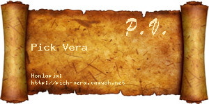 Pick Vera névjegykártya